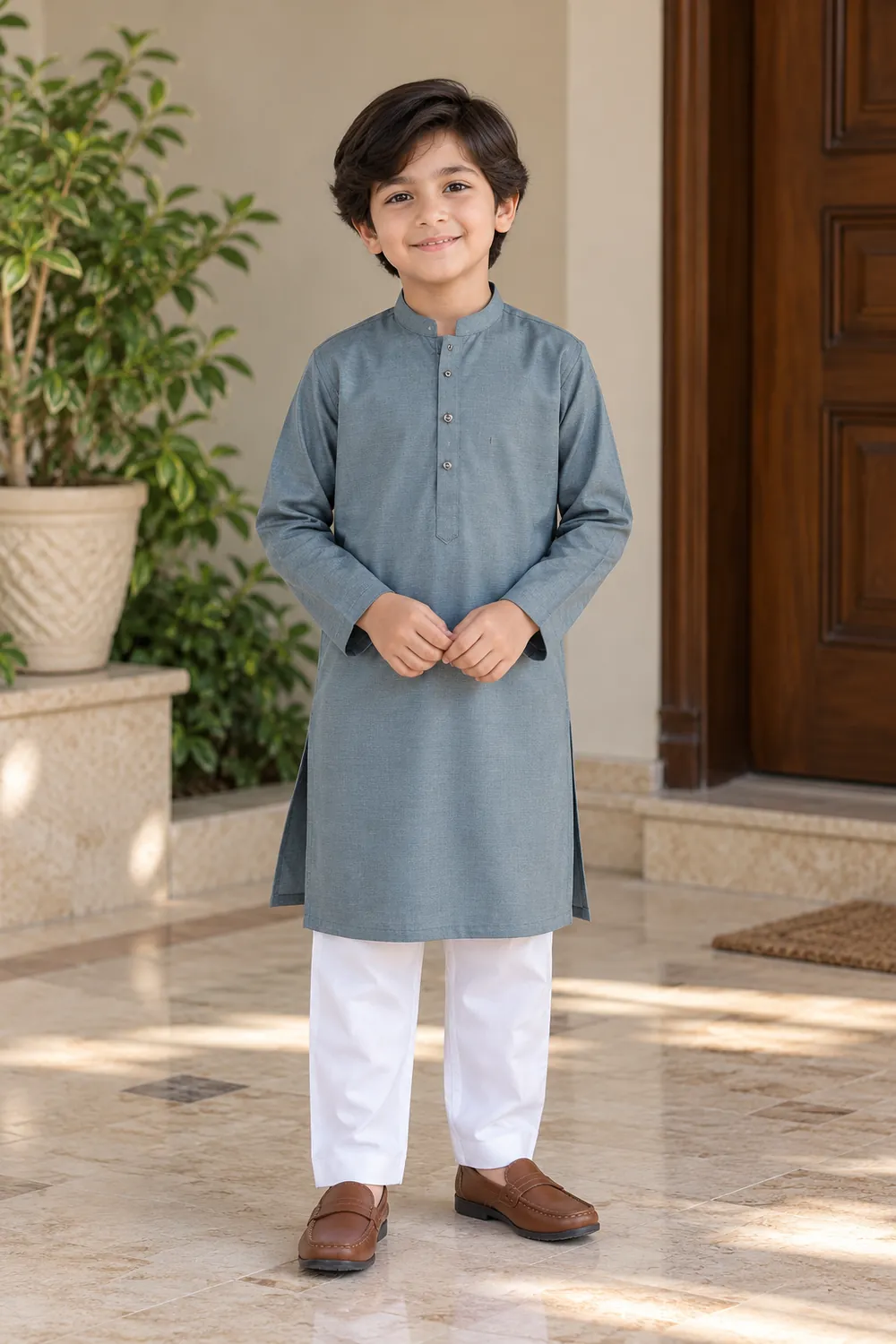 Bacha Party Boys Basic Kurta with Shalwar – Grey