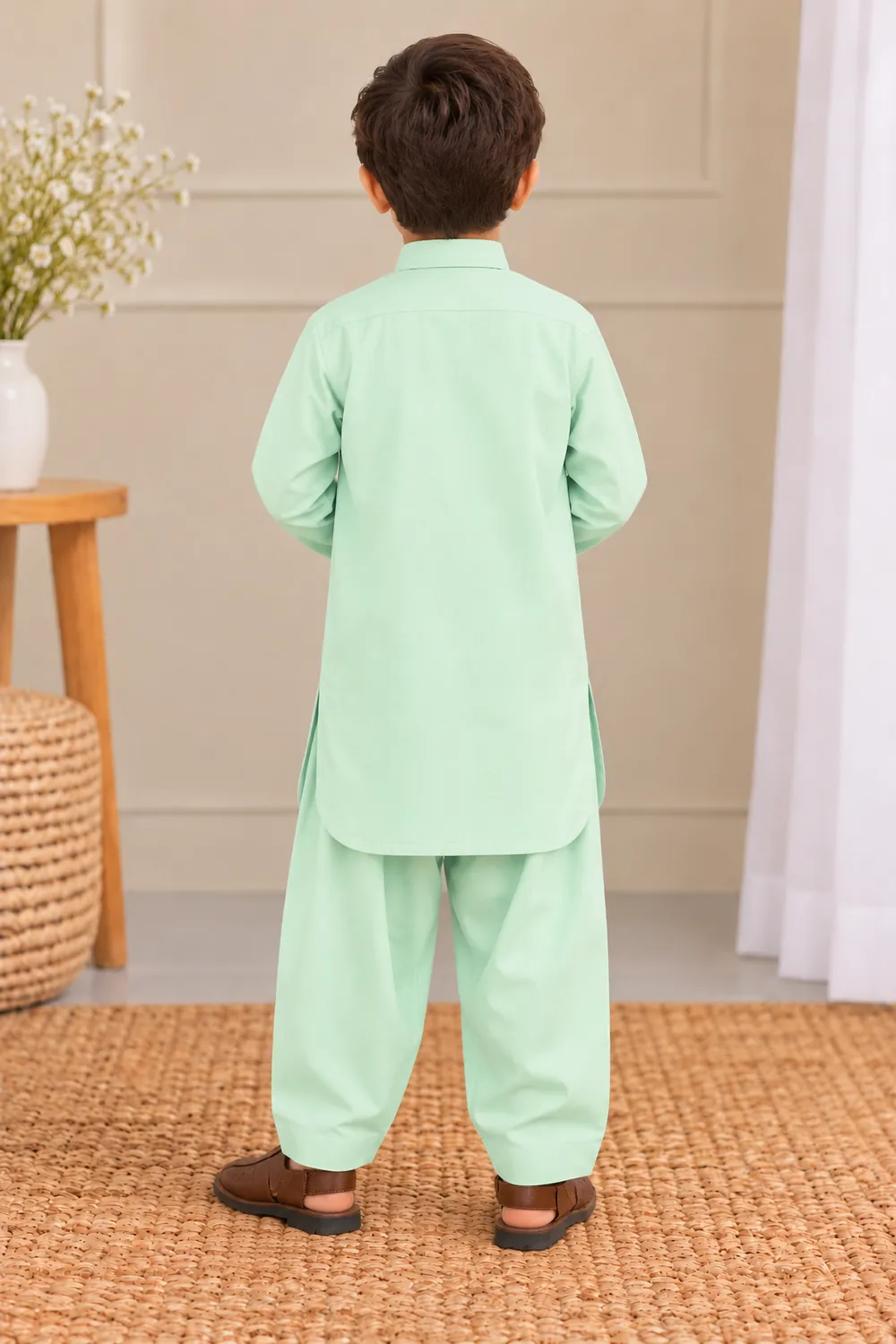 Boys 2-Piece Shalwar Kameez - Mint Green - back view