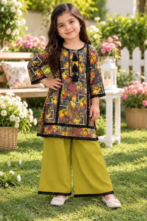 Girls 2-Piece Printed Kurta with Plazo