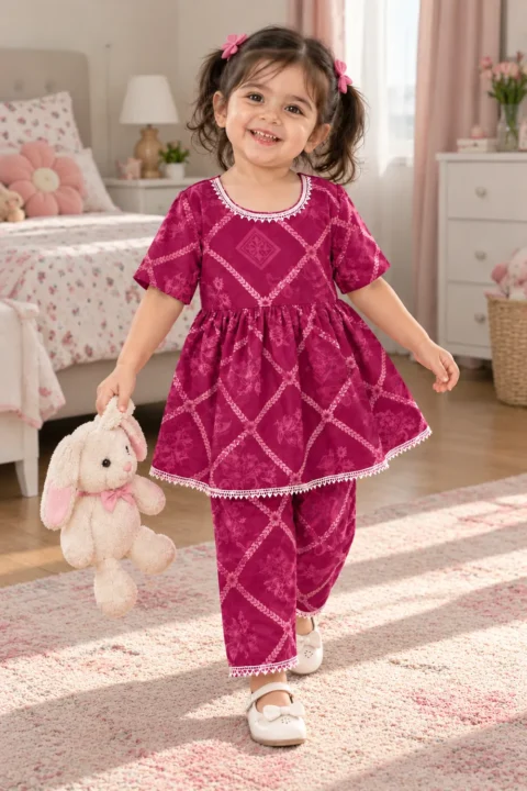 Girls Digital Printed Frock with Shalwar