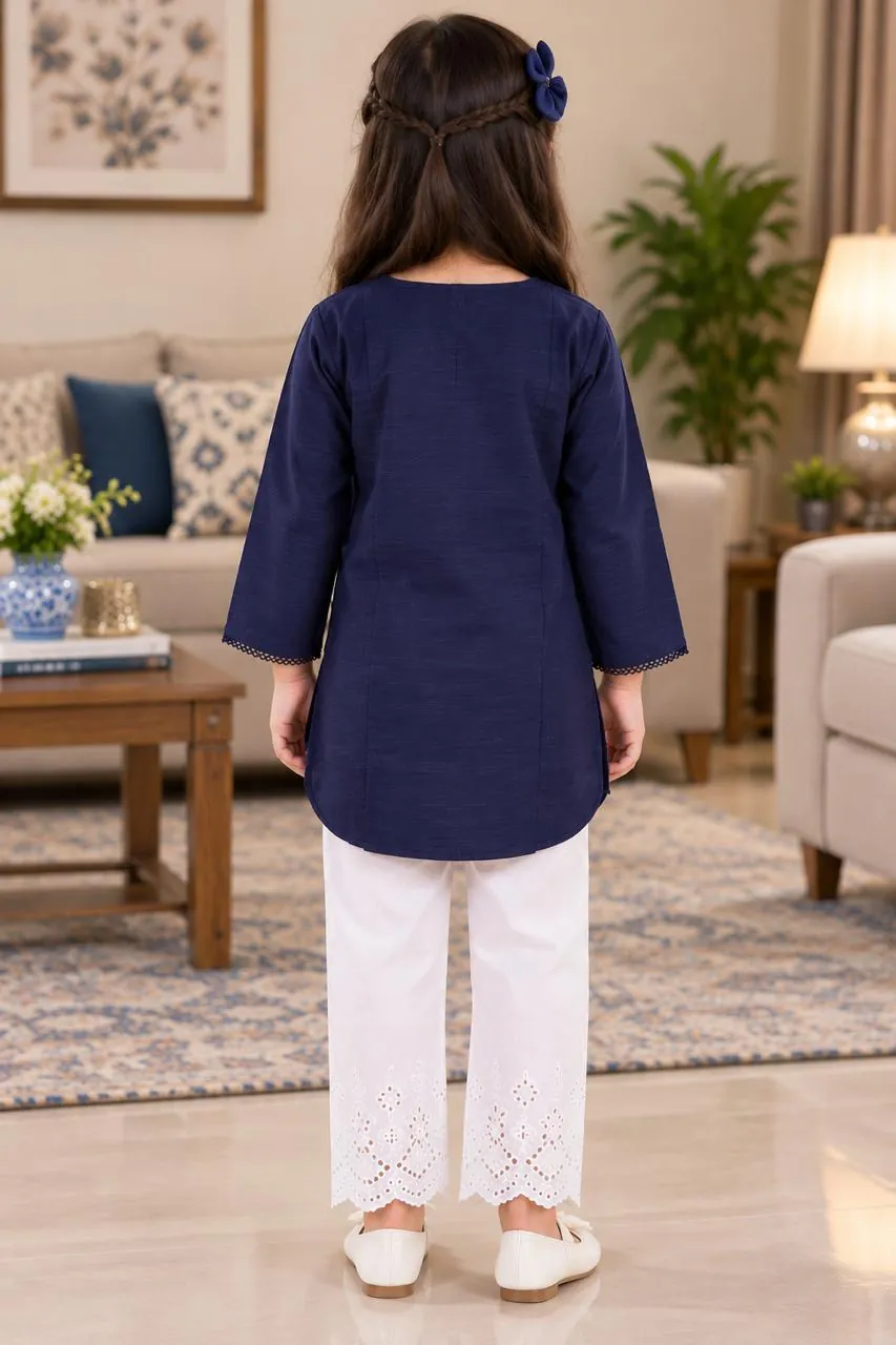 MTJ Girls Plain Kurta - back view